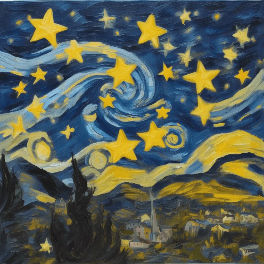 A painting of a starry night